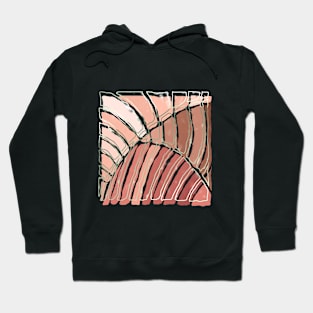 Stained glass painting of tropical abstract leaves in powder pink with sage metal lines Hoodie